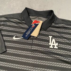 Los Angeles Dodgers Nike Polo Shirt Mens Small Black DriFit MLB World Series